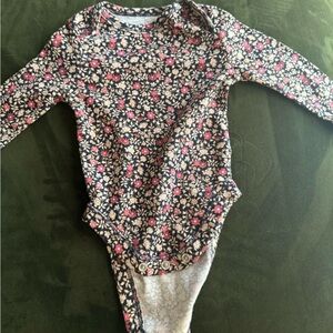Old Navy Floral Long Sleeve Bodysuit - Pink and Cream